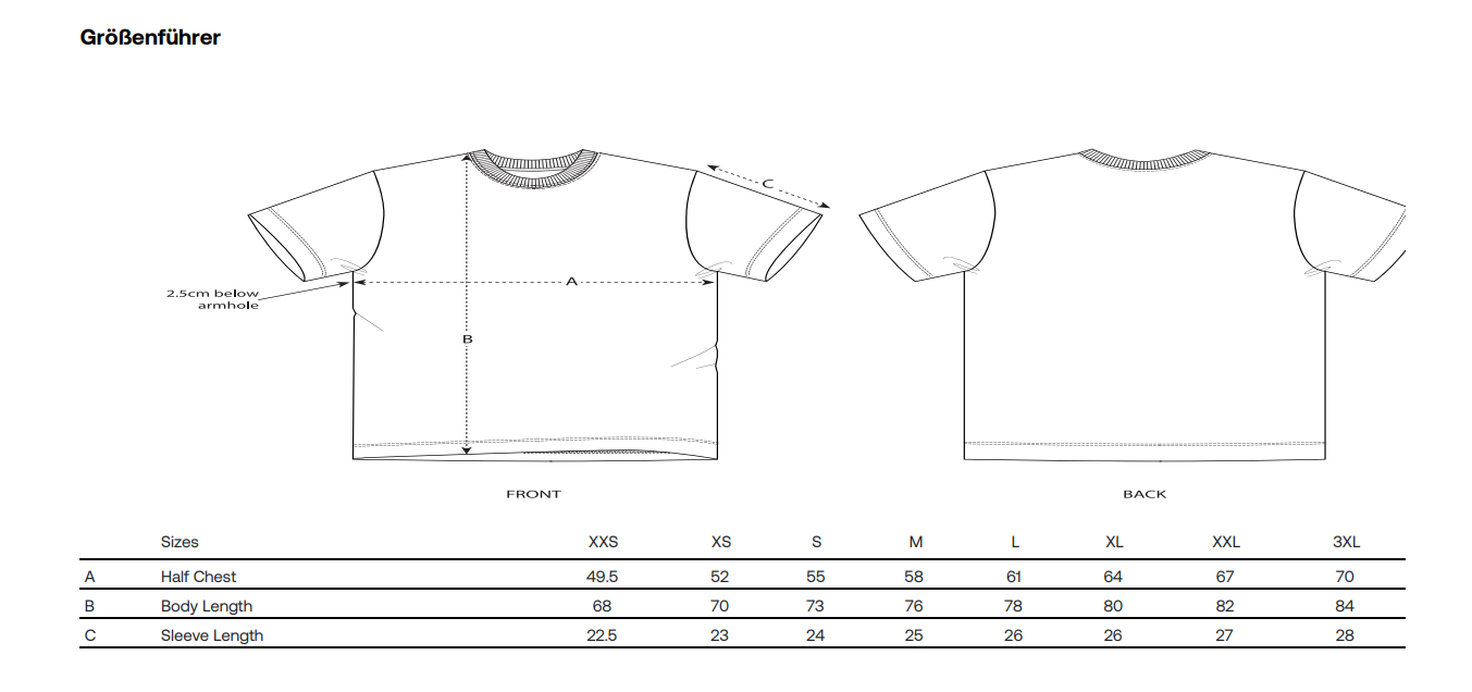 Größenführer Heavy Beauty T-Shirt